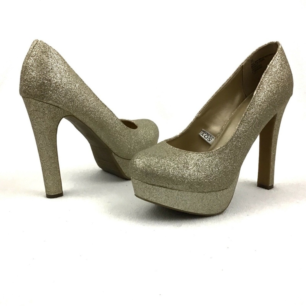 🦋Mossimo Gold Glitter Platform High Heels 7.5 - Picture 1 of 8